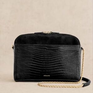 Nwt! Sezane Abel Two Tones Suede And Lizard Embossed Leather Crossbody Bag Purse
